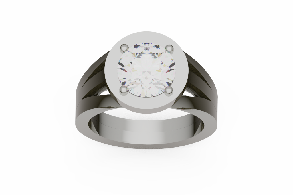 Circular Disc Split Shank Round Solitaire Ring