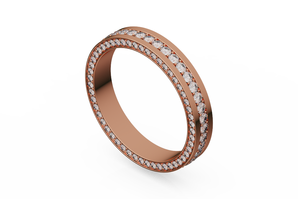 Double Edge Round Diamond Wedding Band