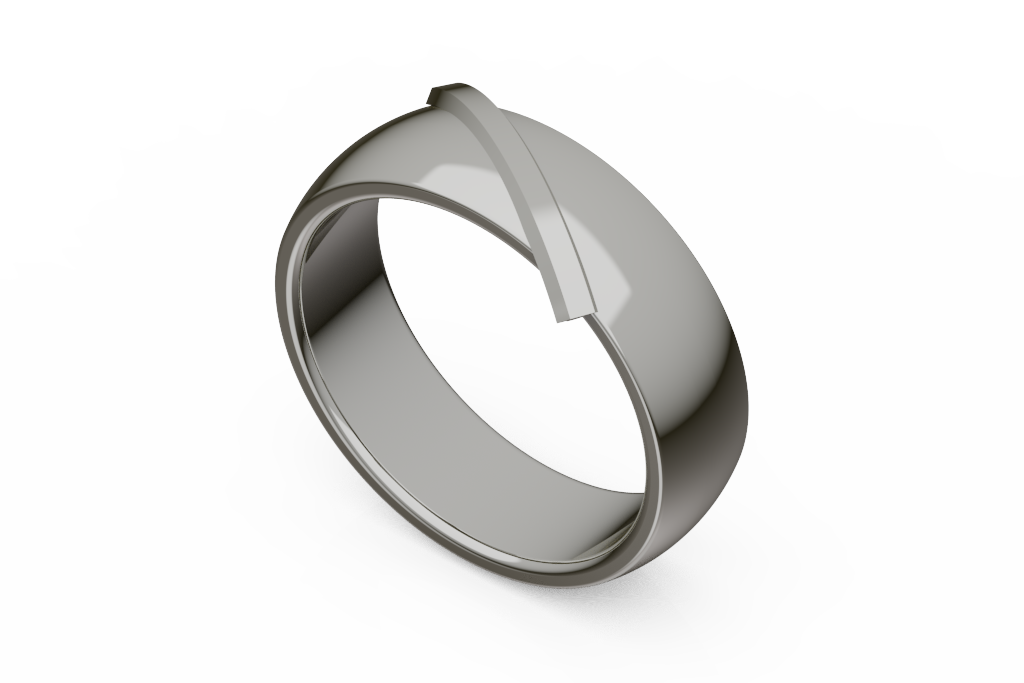 Raised Diagonal Bar Wedding Band