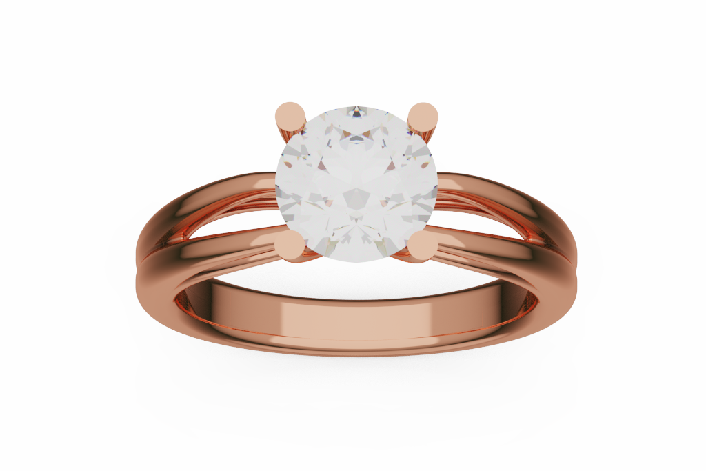 Swirl Split Shank Round Solitaire Ring
