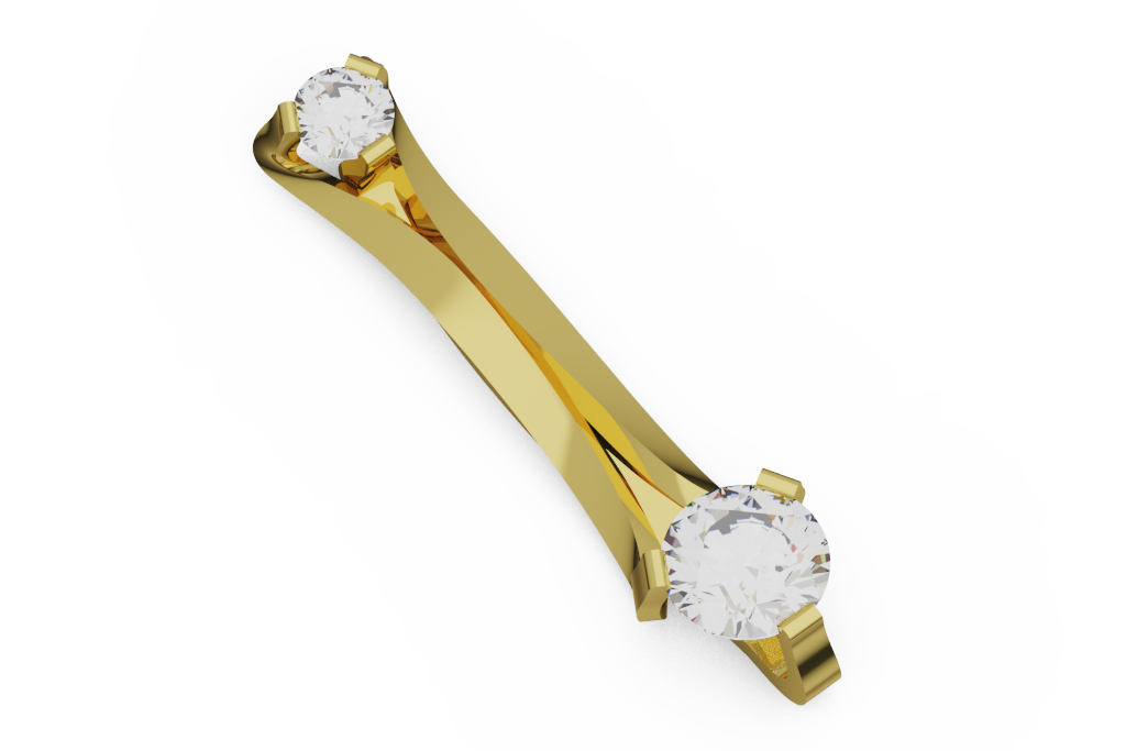 Two Stone Curved Bar Diamond Earrings