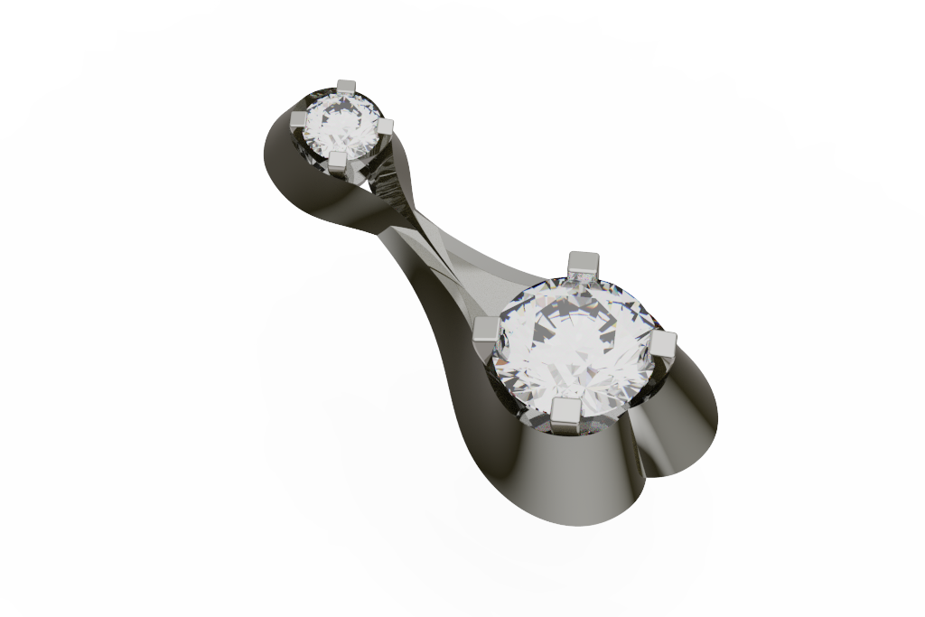 Two Stone Flared Drop Diamond Earrings