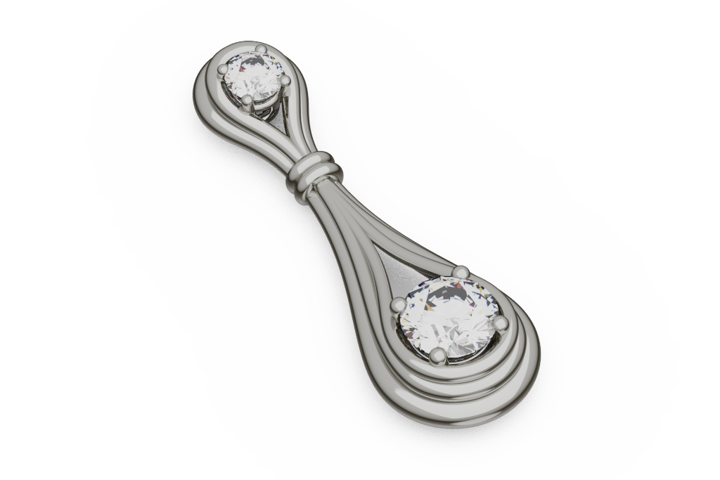 Ribbed Teardrop Two Stone Diamond Earrings