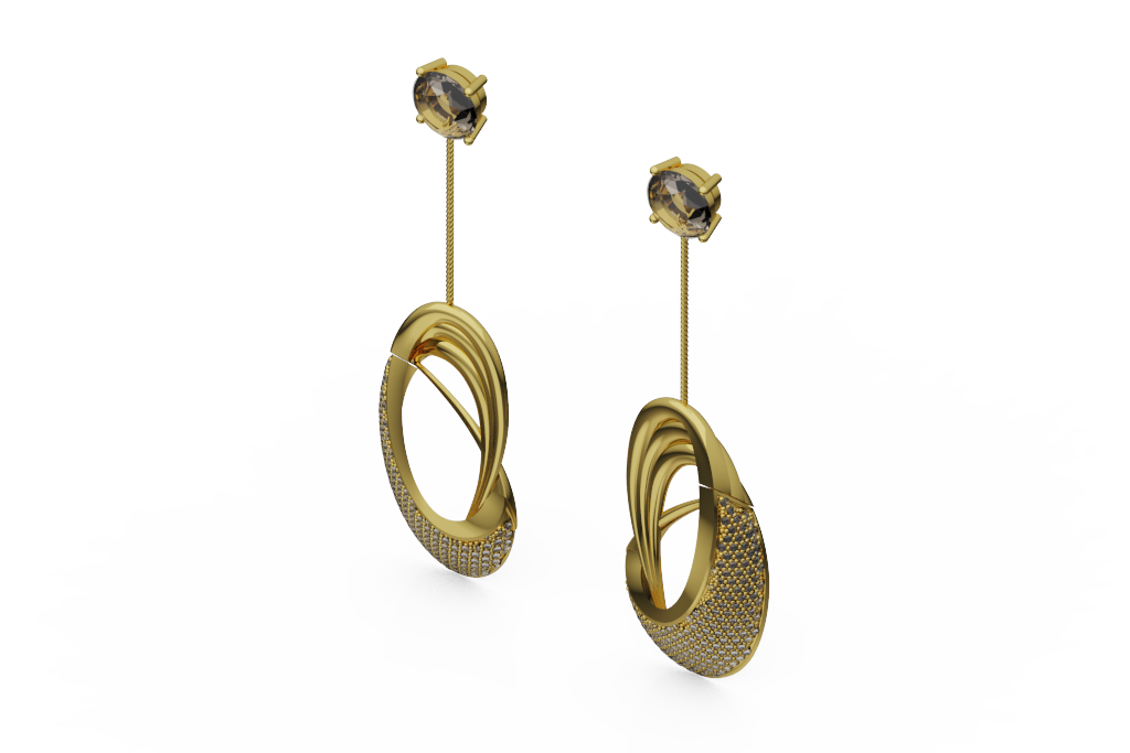 Round Cut Open Swirl Diamond Drop Earrings