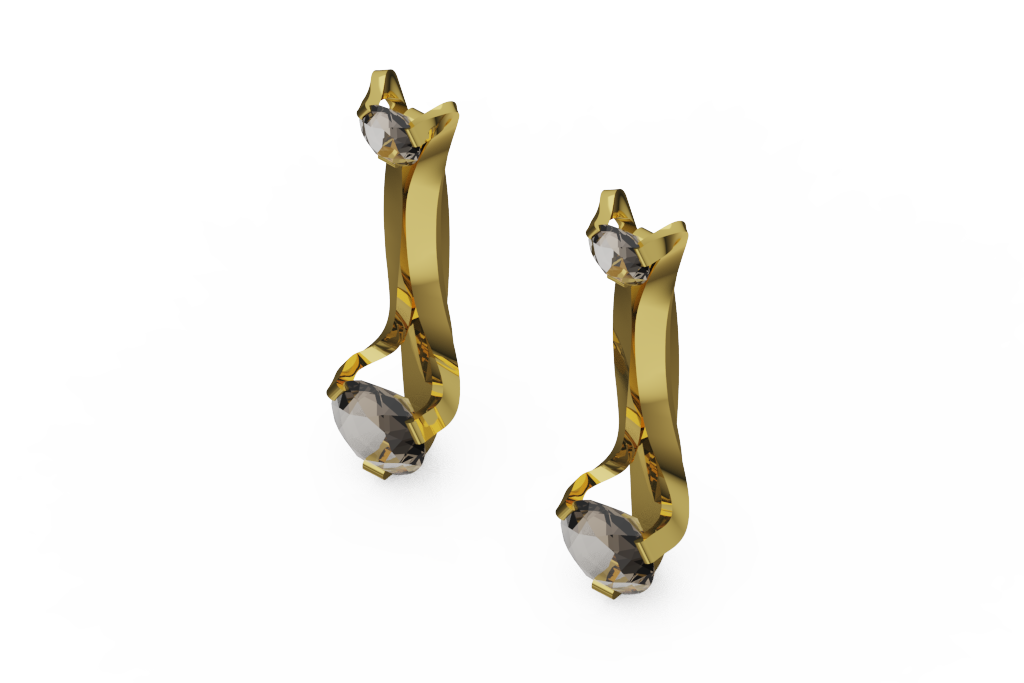 Dark Diamond Curved Bar Drop Earrings