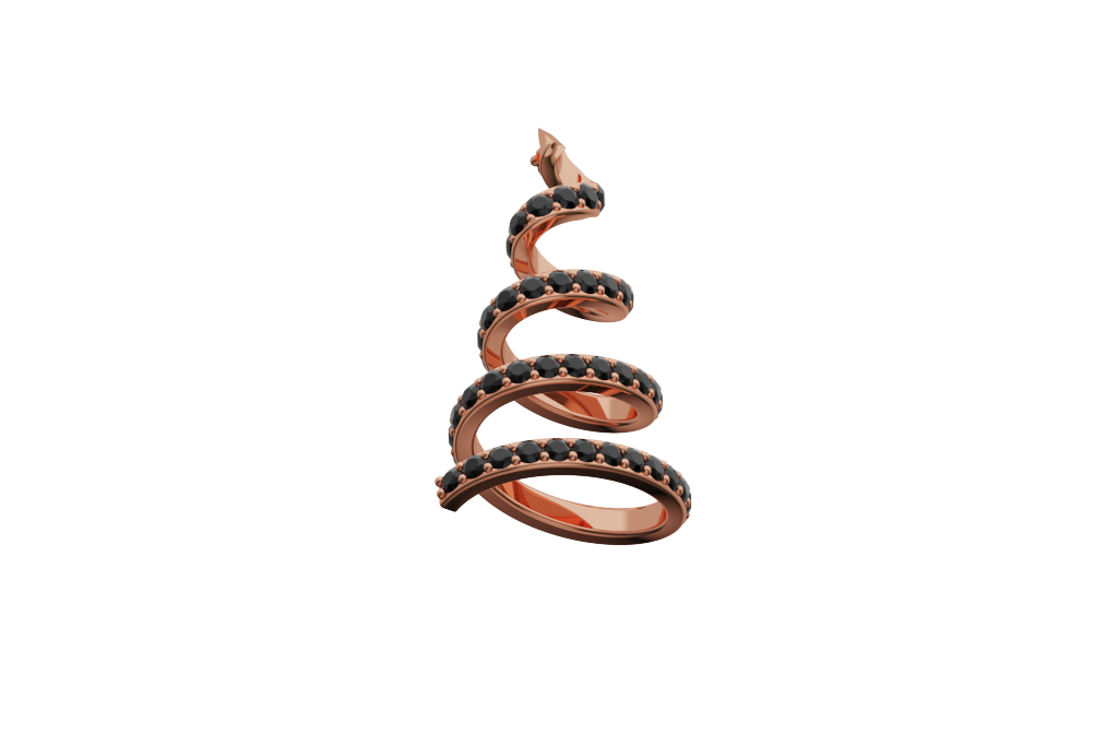 Black Diamond Spiral Cone Earrings