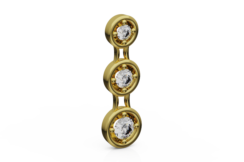 Graduated Three Stone Bezel Diamond Earrings