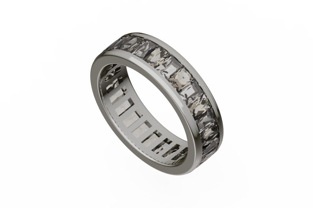 Wide Channel Set Princess Cut Diamond Eternity Band