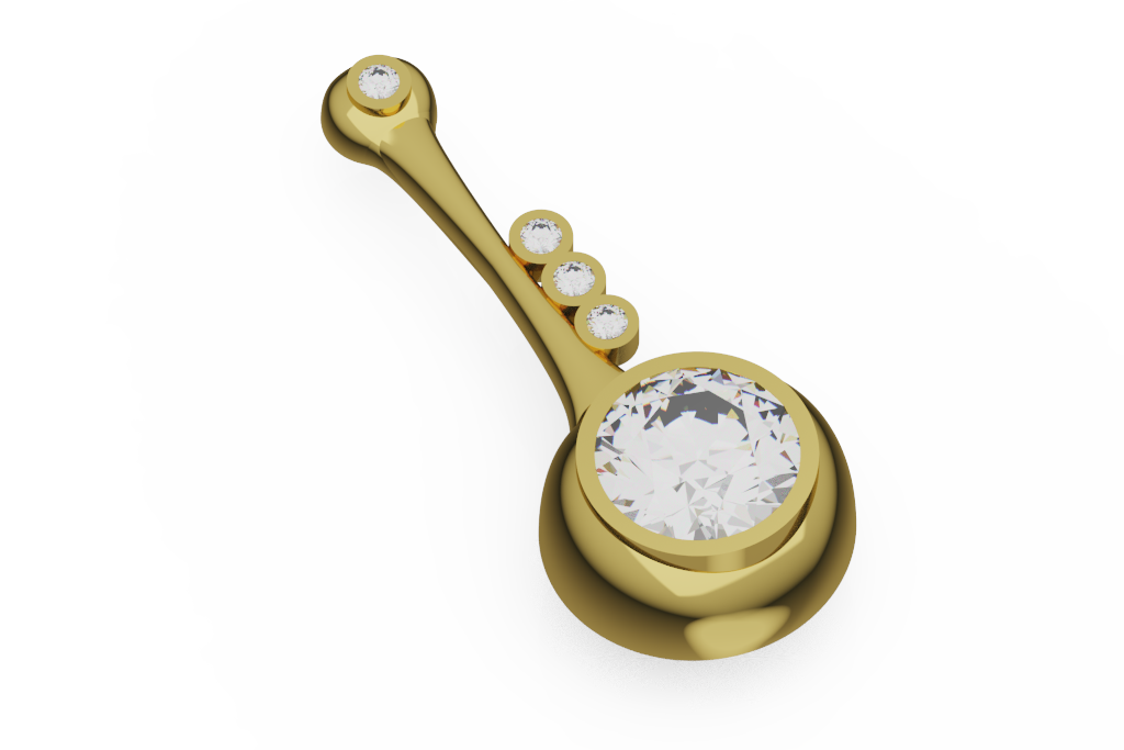 Sweeping Bar Round Diamond Pendant With Accents