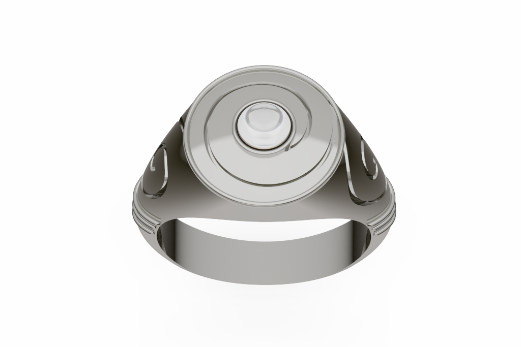 Concentric Disc Bezel Diamond Signet Ring