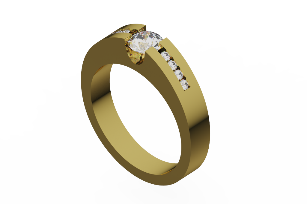 Tension Style Round Diamond Accent Engagement Ring