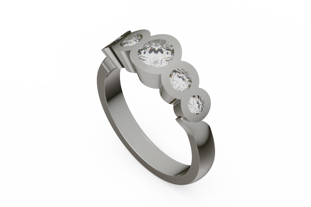 Scalloped Bezel Five Stone Diamond Ring