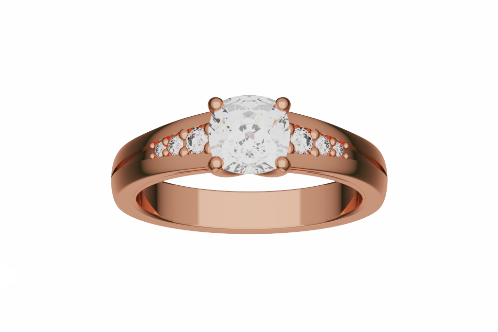 Round Diamond Engagement Ring With Graduated Side Accents
