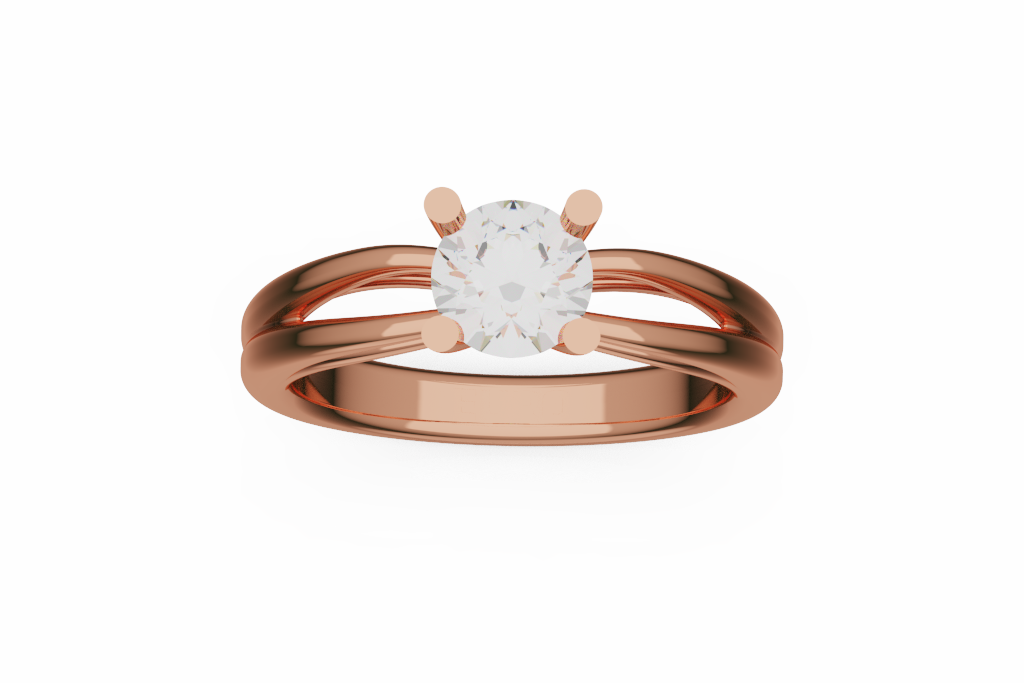 Multi Rail Split Shank Round Solitaire Ring