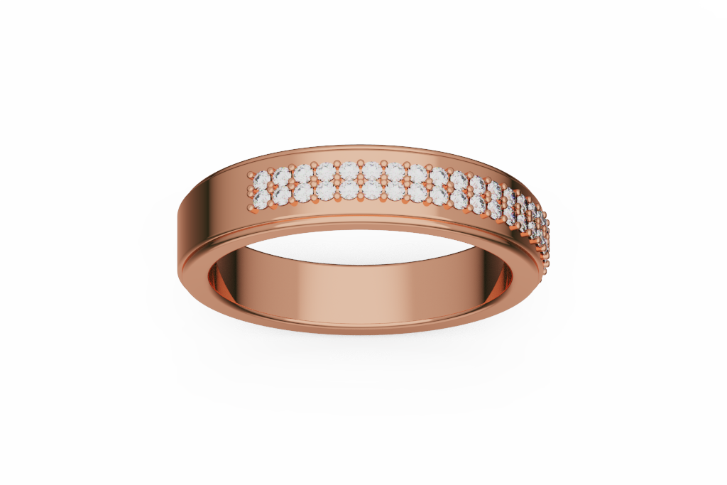 Double Row Pave Diamond Wedding Band