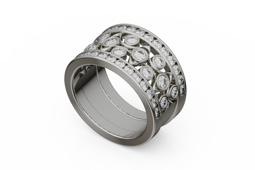 Wide Open Vine Bezel Diamond Fashion Band