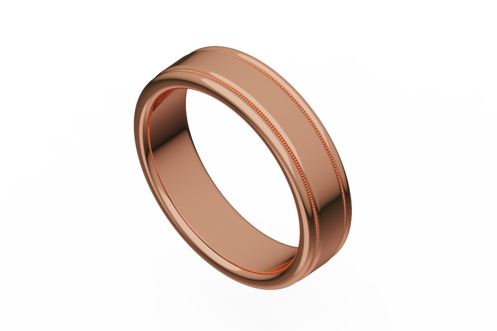 Double Milgrain Plain Wedding Band