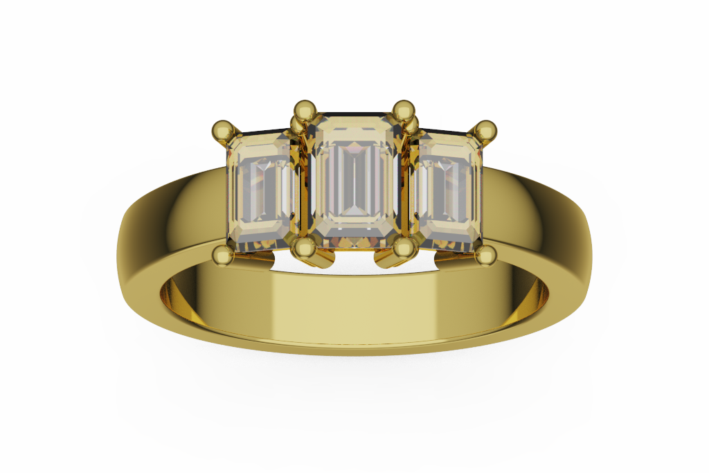 Emerald Cut Three Stone Engagement Ring