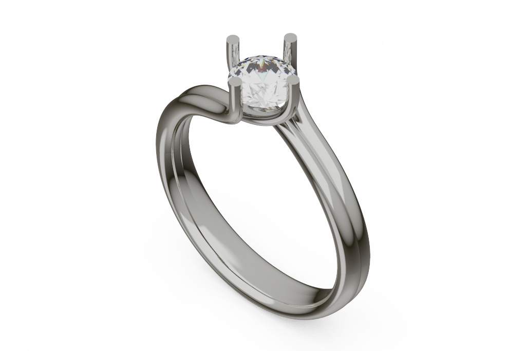 Round Solitaire With Grooved Bypass Shoulders