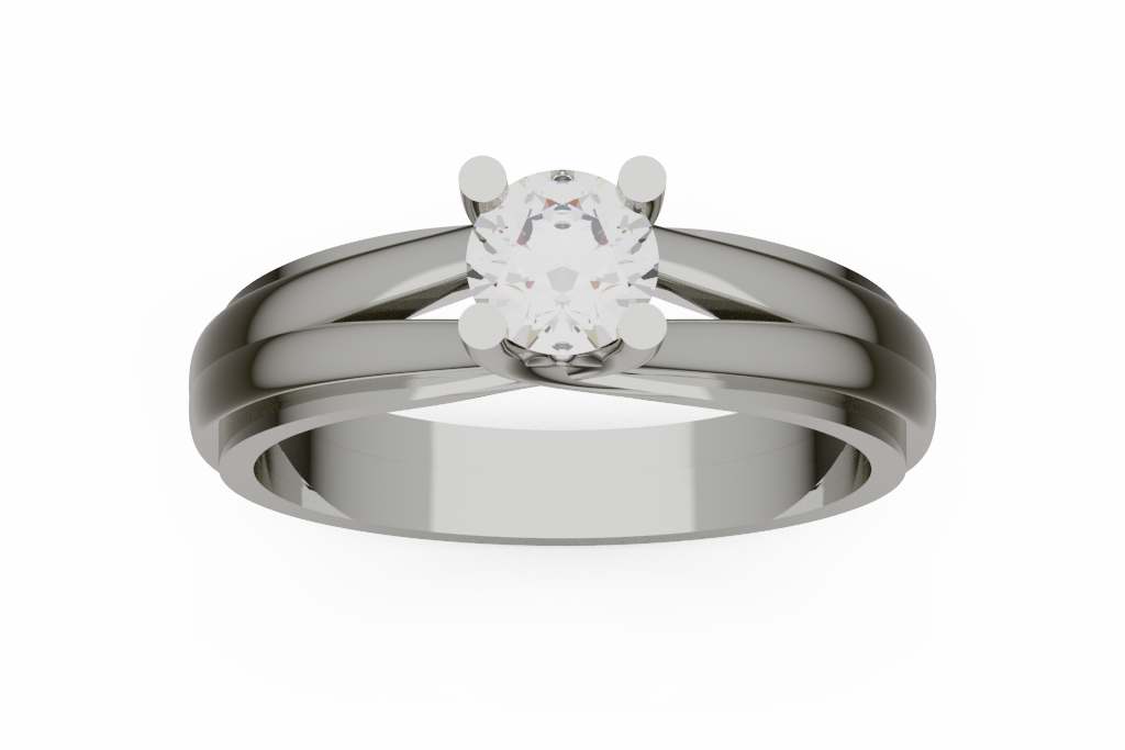 Round Solitaire With Split Grooved Shank