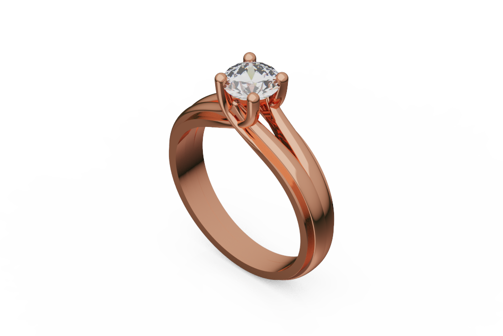 Four Prong Round Solitaire With Split Rail Shank