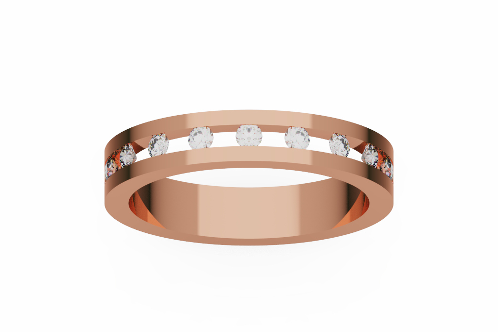 Spaced Tension Set Round Diamond Wedding Band