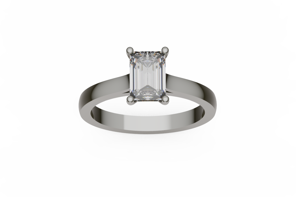 Classic Emerald Cut Diamond Solitaire Ring