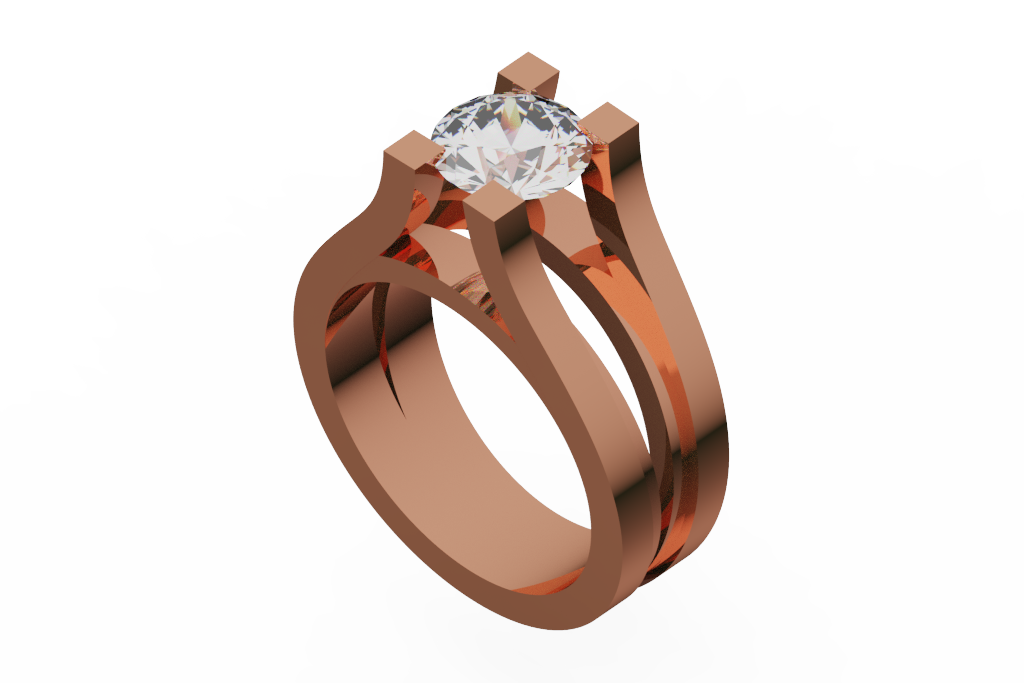 Wide Open Split Shank Round Solitaire Ring
