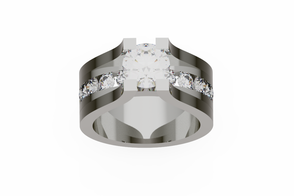 Wide Split Shank Round Diamond Engagement Ring