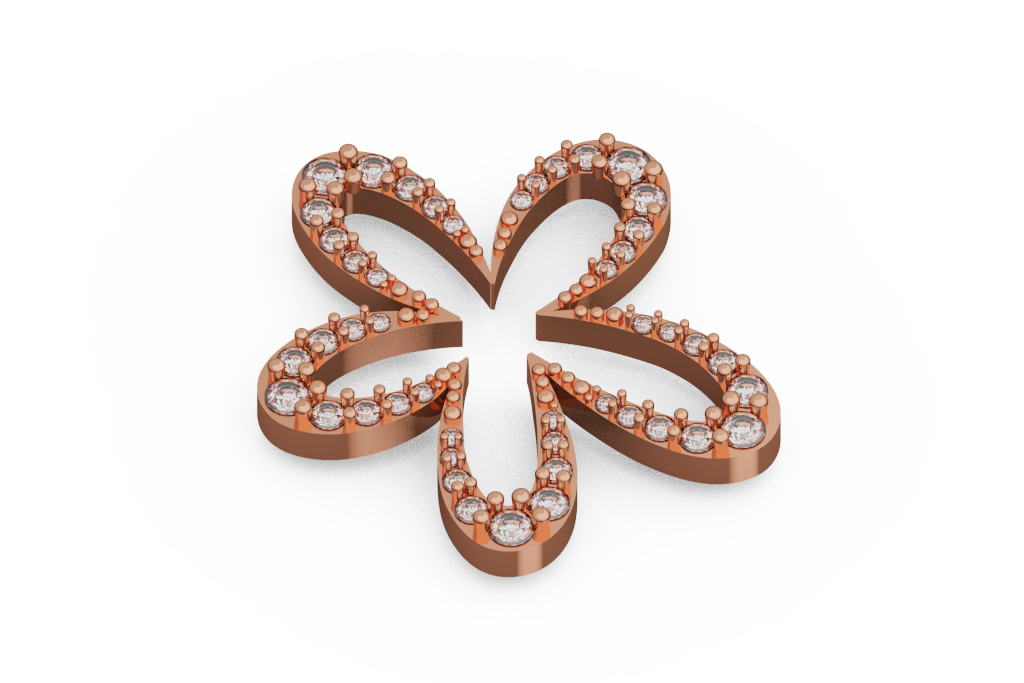 Diamond Outline Five Petal Flower Pendant