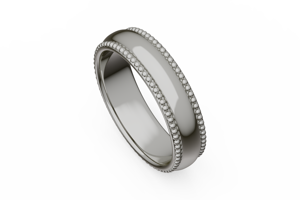 Double Beaded Rail Plain Wedding Band