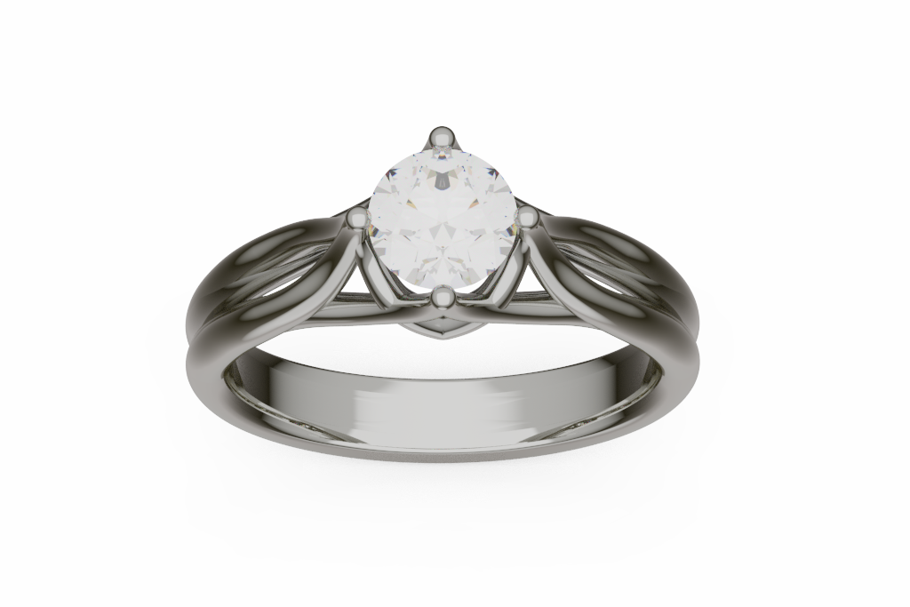 Round Solitaire With Leaf Split Shoulders