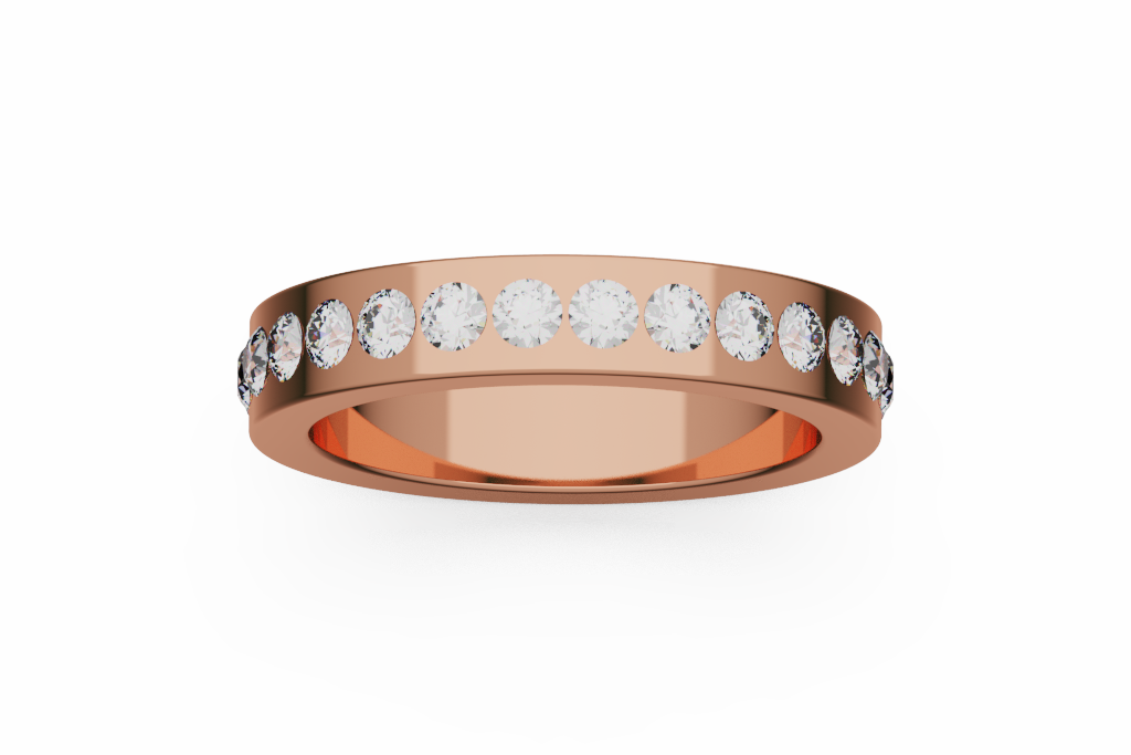 Wide Flush Set Round Diamond Wedding Band