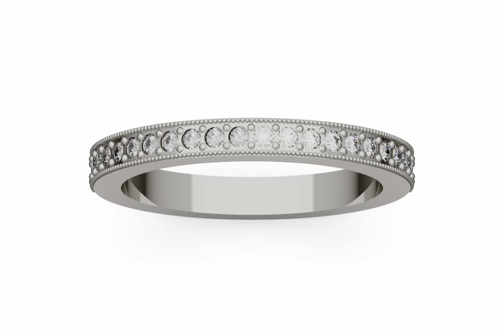 Milgrain Round Diamond Wedding Band