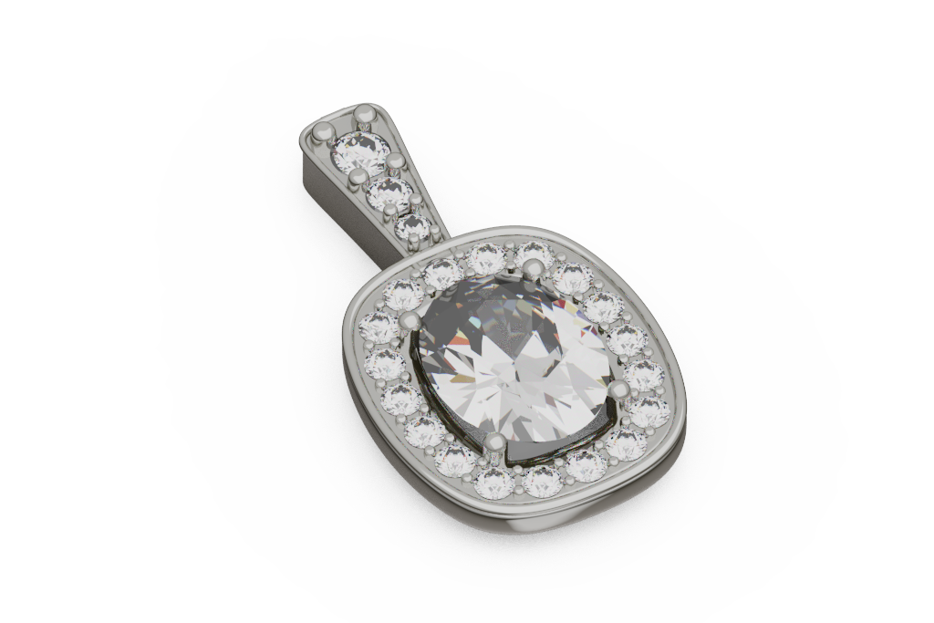 Oval Diamond Halo Drop Earrings With Diamond Bar