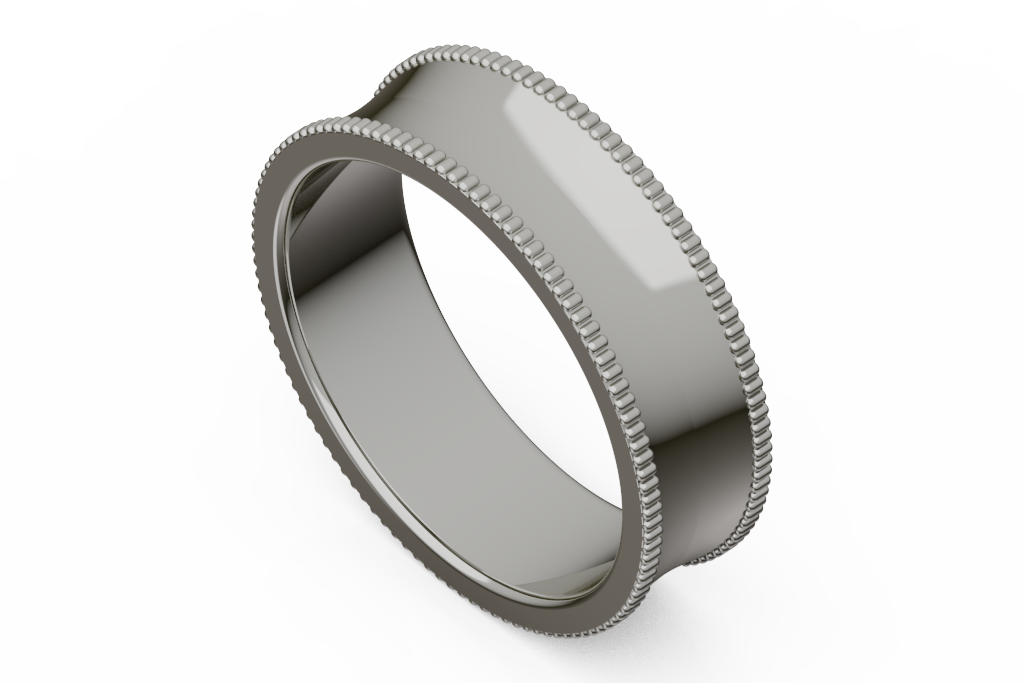 Wide Concave Coin Edge Wedding Band