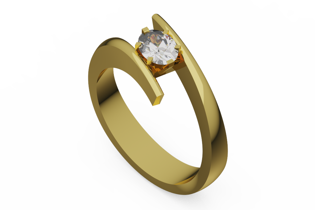 Bypass Style Oval Diamond Solitaire Ring