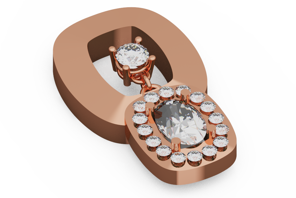 Round and Oval Diamond Halo Drop Pendant