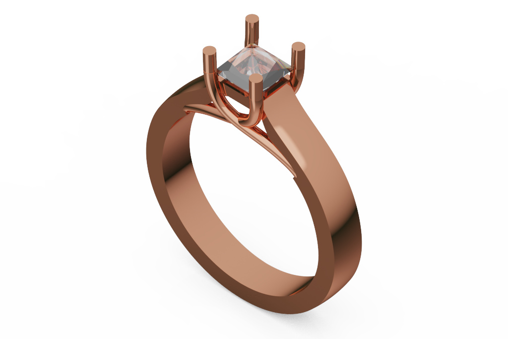Princess Cut Diamond Solitaire Ring With Bypass Groove