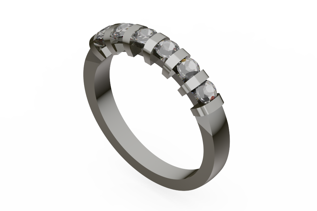 Bar Set Round Diamond Wedding Band
