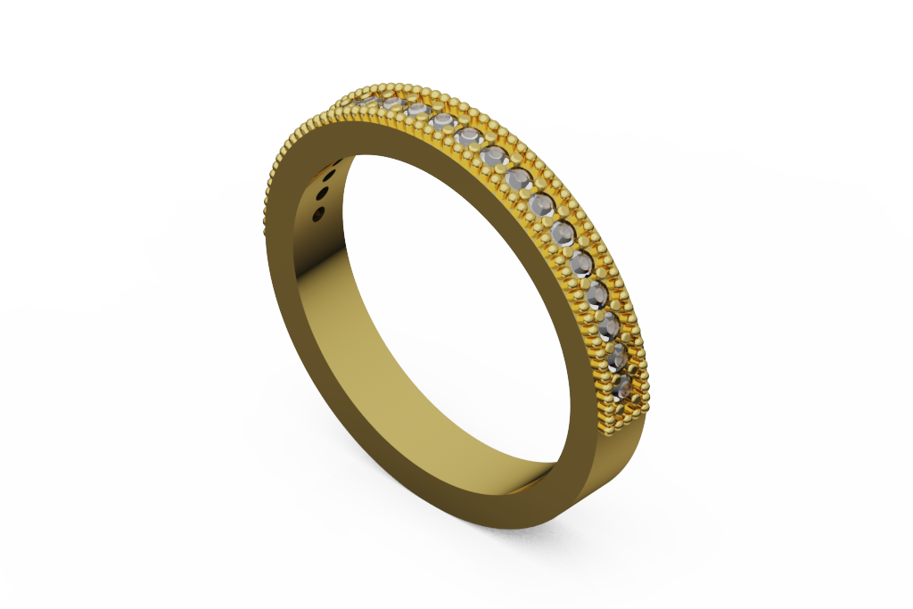 Beaded Edge Round Diamond Wedding Band