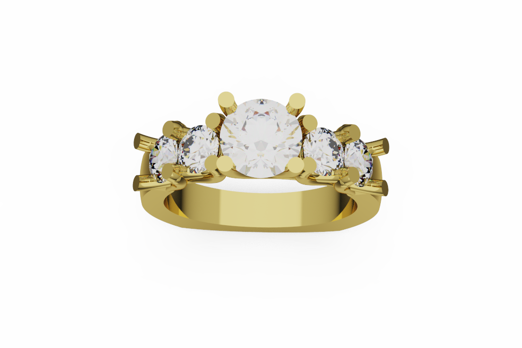 Graduated Five Stone Round Diamond Engagement Ring