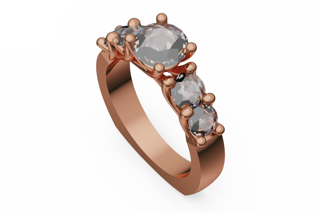 Graduated Five Stone Round Diamond Ring With Raised Prongs