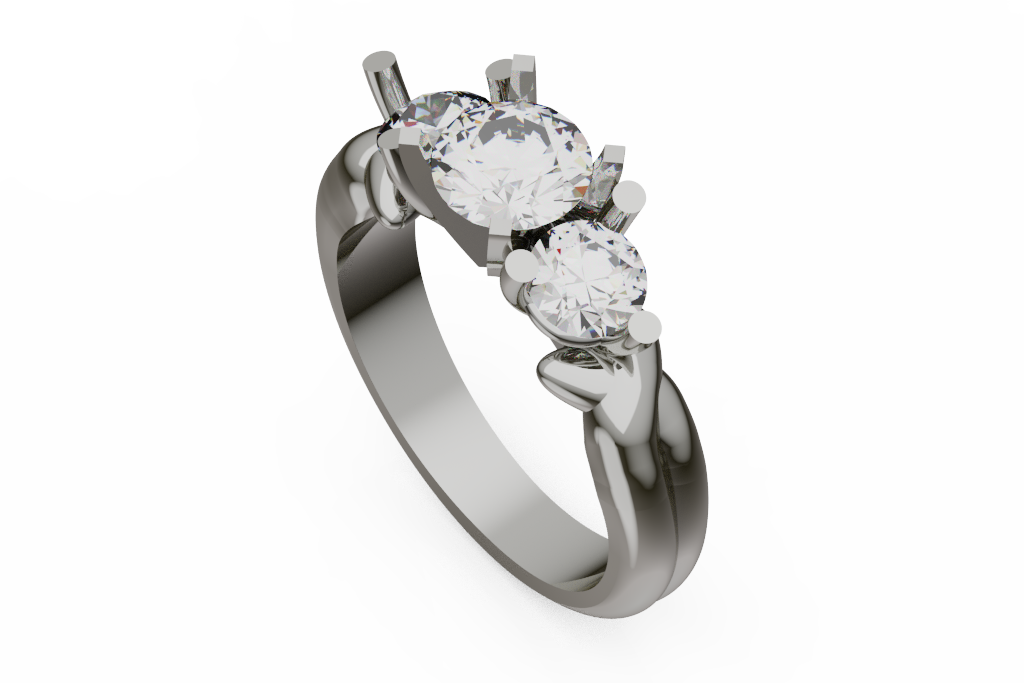 Classic Round Three Stone Diamond Engagement Ring