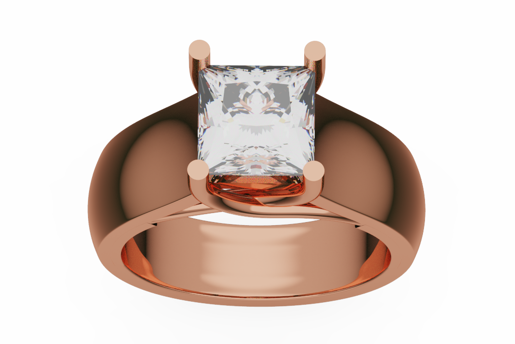 Princess Cut Diamond Solitaire Ring With Sculptural Split Rail Gallery