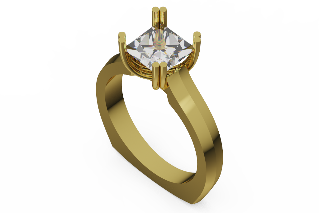 Princess Cut Diamond Solitaire Ring With Paired Prong Gallery