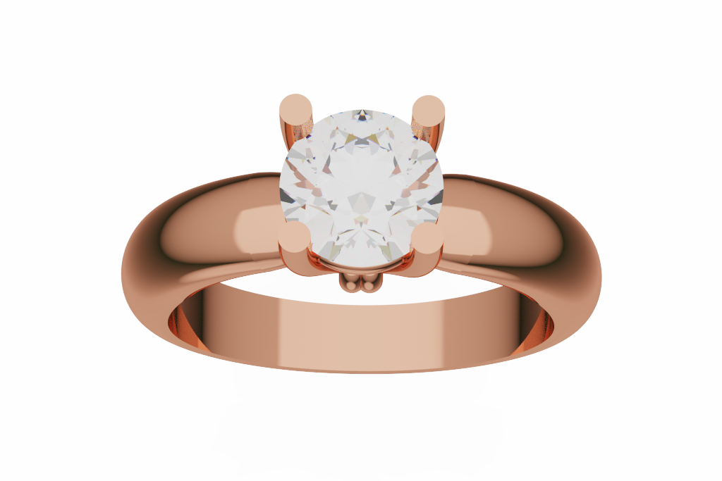 Round Diamond Solitaire Ring With Beaded Gallery Detail