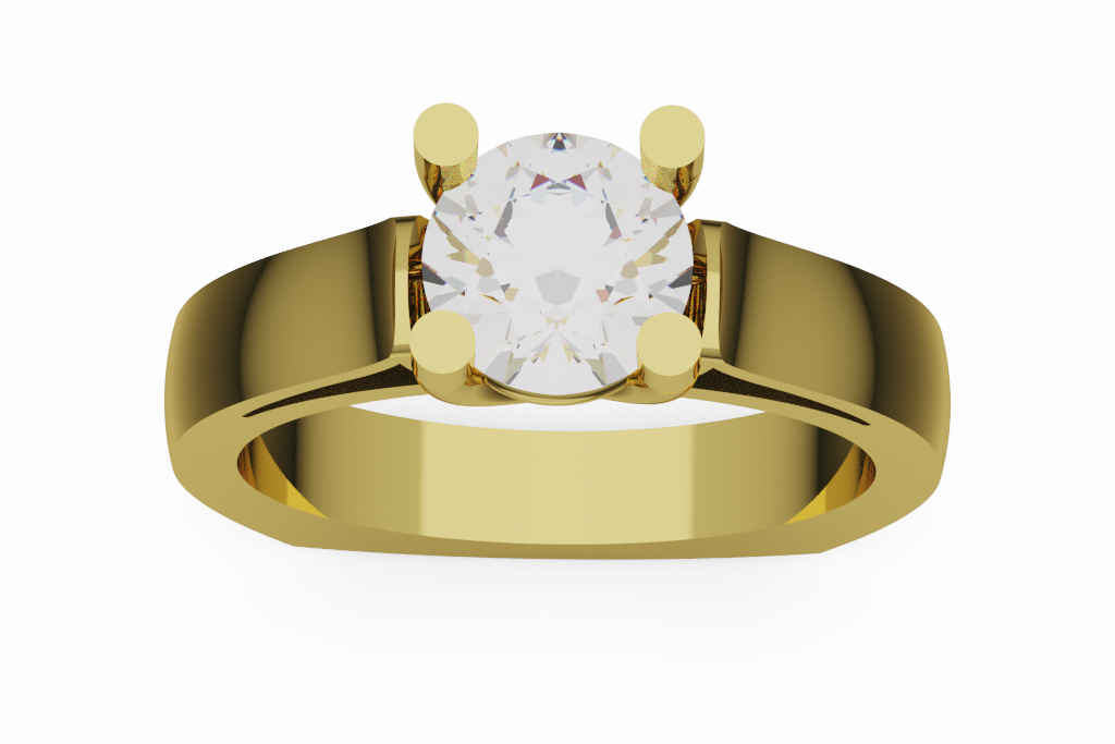 Round Diamond Solitaire Ring With Open Cathedral Shoulders