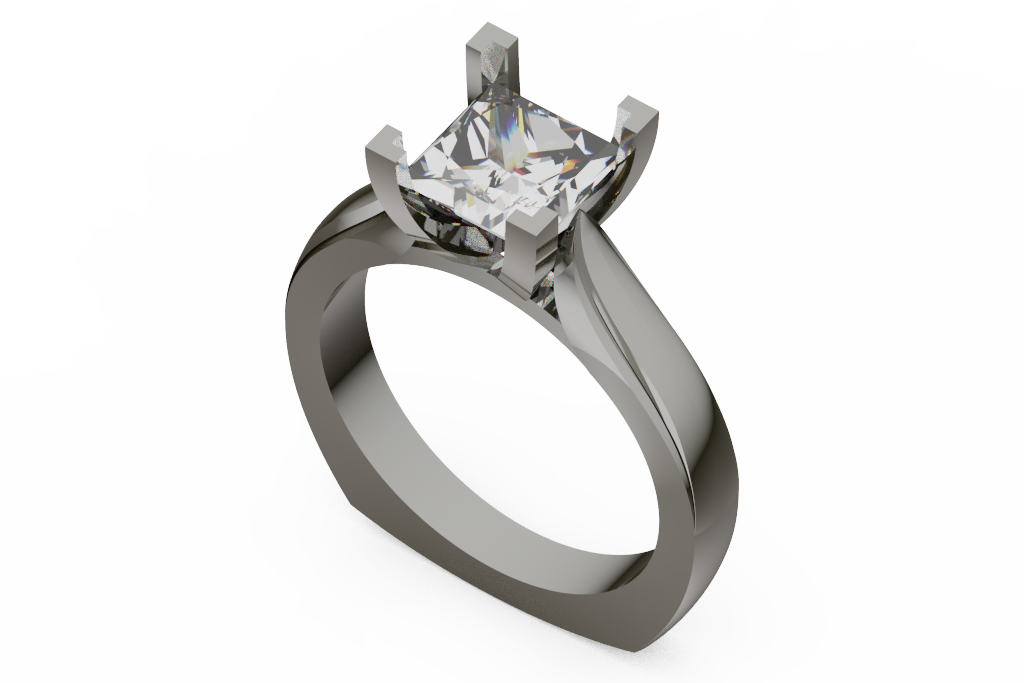 Princess Cut Diamond Solitaire Ring With Split Groove Shank