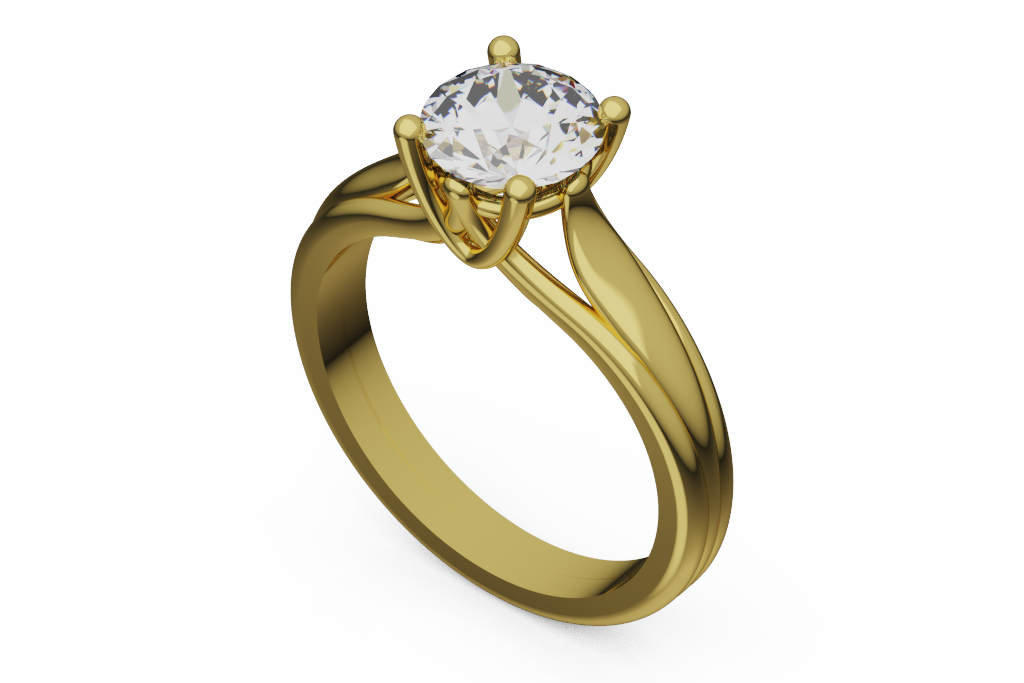 Round Diamond Solitaire Ring With Open Split Rail Shoulders